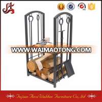 Log Station Including iron fireplace tools Black